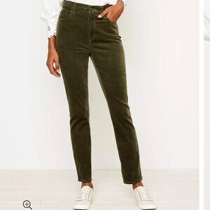 Sz26 Loft Olive Green High Waist Skinny Corduroy Pants - EUC - RUN LARGE